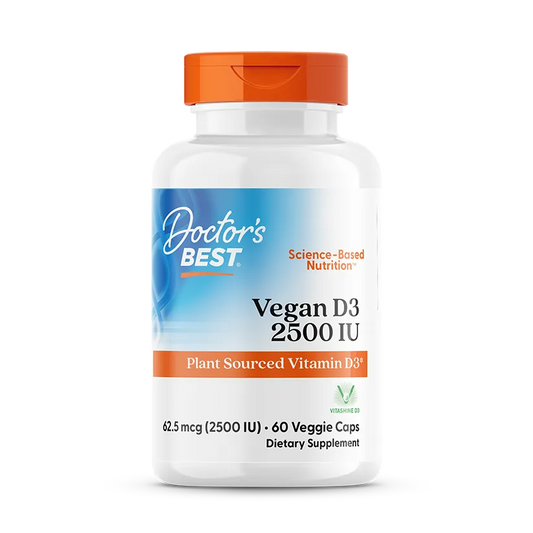 Doctor's Best Vegan D3 with Vitashine D3, 2,500 IU, 60 Veggie Caps
