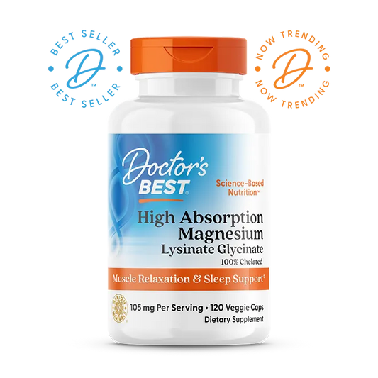 Doctor's Best High Absorption Magnesium, Lysinate Glycinate 100% Chelated, 52.5 mg, 120 Veggie Caps